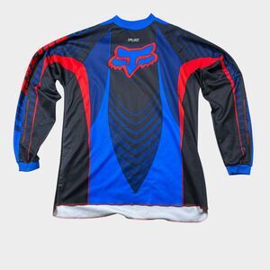 Fox Racing HC Motocross Jersey Blue Red Black Mens Medium MX Gear Y2K